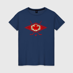 Женская футболка хлопок Флаг Канады хоккей