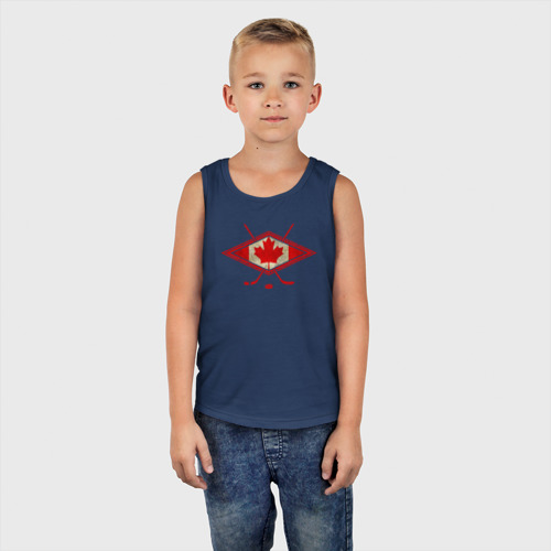Детская майка хлопок Флаг Канады хоккей, цвет темно-синий - фото 5