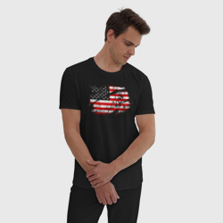 Мужская пижама хлопок Флаг США с хоккеистом - фото 2