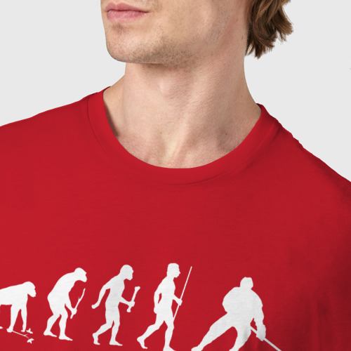 Мужская футболка хлопок Эволюция в хоккей, цвет красный - фото 6