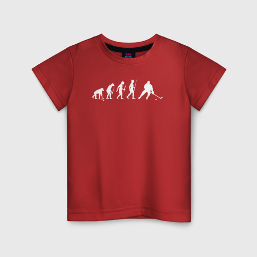 Детская футболка хлопок с принтом Эволюция в хоккей, вид спереди #2