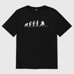 Женская футболка хлопок Oversize Эволюция в хоккей