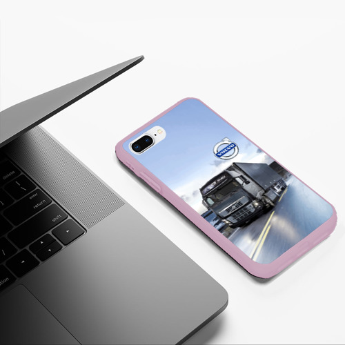 Чехол для iPhone 7Plus/8 Plus матовый Фура Вольво на трассе, цвет розовый - фото 5
