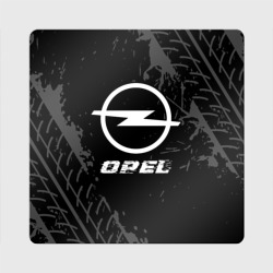 Магнит виниловый Квадрат Opel Speed на темном фоне со следами шин