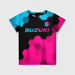 Детская футболка 3D Suzuki - neon gradient: символ сверху