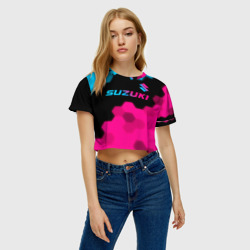 Женская футболка Crop-top 3D Suzuki - neon gradient: символ сверху - фото 2