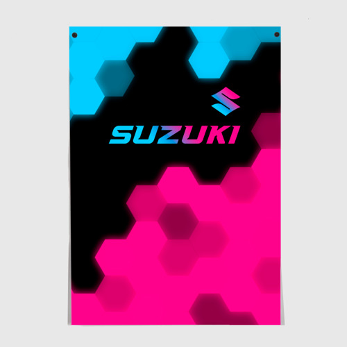 Постер Suzuki - neon gradient: символ сверху