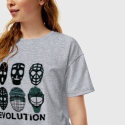 Женская футболка хлопок Oversize Эволюция вратарских масок - фото 2