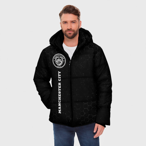 Мужская зимняя куртка 3D Manchester City sport на темном фоне: по-вертикали, цвет черный - фото 3