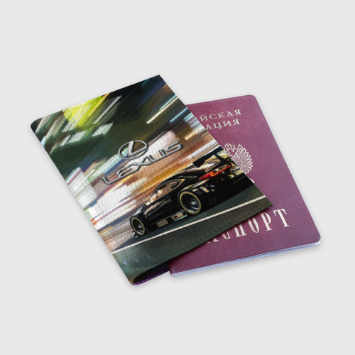 Обложка для паспорта матовая кожа Lexus - скоростной режим, цвет фиолетовый - фото 3