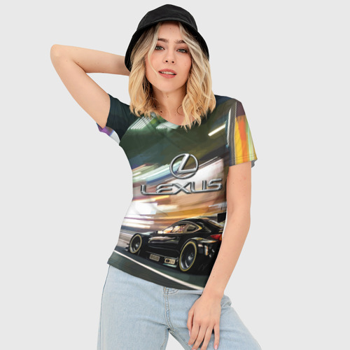 Женская футболка 3D Slim Lexus - скоростной режим, цвет 3D печать - фото 3