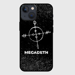 Чехол для iPhone 13 mini Megadeth с потертостями на темном фоне