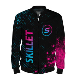 Мужской бомбер 3D Skillet - neon gradient: надпись, символ