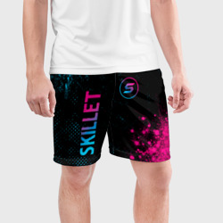 Мужские шорты спортивные Skillet - neon gradient: надпись, символ - фото 2