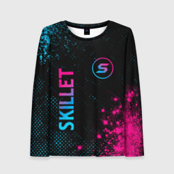 Женский лонгслив 3D Skillet - neon gradient: надпись, символ