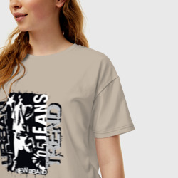 Женская футболка хлопок Oversize Урбан тренд джинс - фото 2