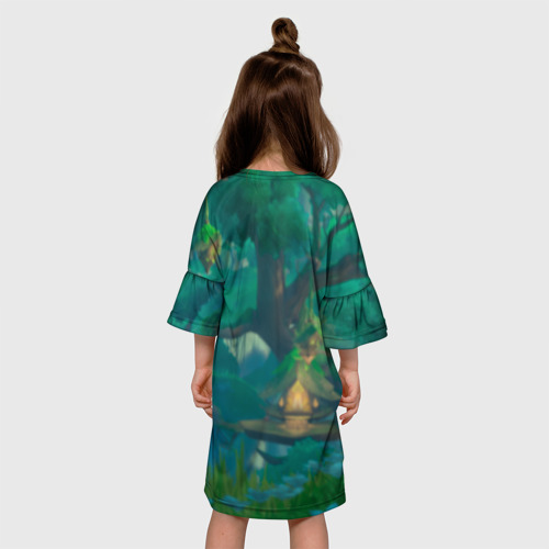 Детское платье 3D с принтом Коллеи в примогеме, вид сзади #2