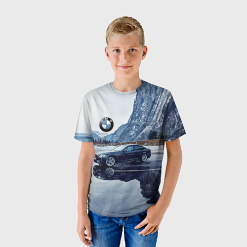 Детская футболка 3D БМВ у горного озера, цвет 3D печать - фото 3