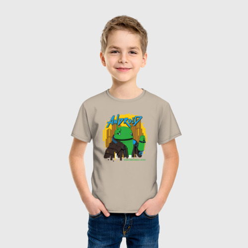 Детская футболка хлопок Cyberdroid, цвет миндальный - фото 3