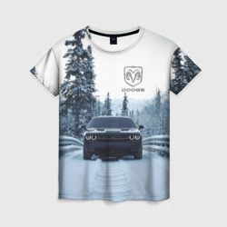 Женская футболка 3D Dodge in winter forest