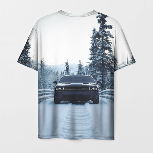 Мужская футболка 3D Dodge in winter forest, цвет 3D печать - фото 2