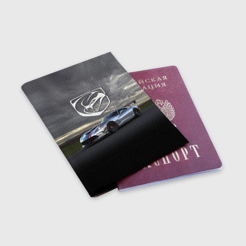 Обложка для паспорта матовая кожа Dodge viper- трековые гонки, цвет пыльно-розовый - фото 3
