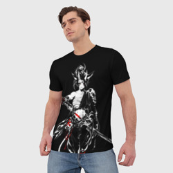 Мужская футболка 3D Кибер девушка самурай - фото 2