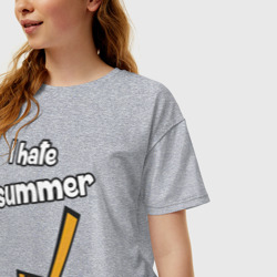 Женская футболка хлопок Oversize Я ненавижу лето - хоккеист - фото 2