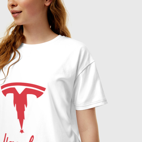 Женская футболка хлопок Oversize МАСКвич, цвет белый - фото 3