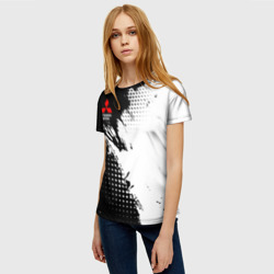 Женская футболка 3D Mitsubishi - черно-белая абстракция - фото 2