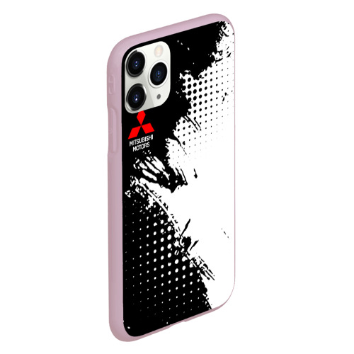 Чехол для iPhone 11 Pro матовый с принтом Mitsubishi - черно-белая абстракция, вид сбоку #3