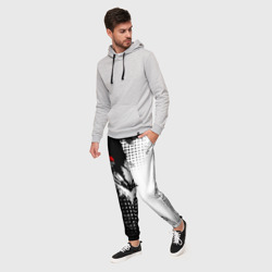 Мужские брюки 3D Mitsubishi - черно-белая абстракция - фото 2