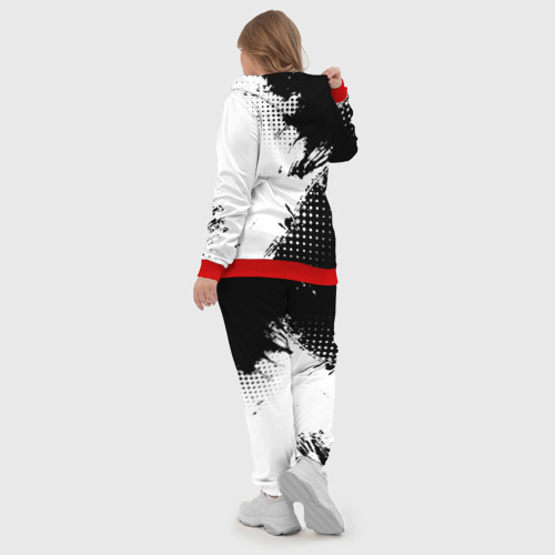 Женский костюм 3D с принтом Mitsubishi - черно-белая абстракция, вид сзади #2