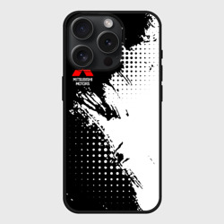 Чехол силиконовый для Apple iPhone 15 Pro матовый Mitsubishi - черно-белая абстракция