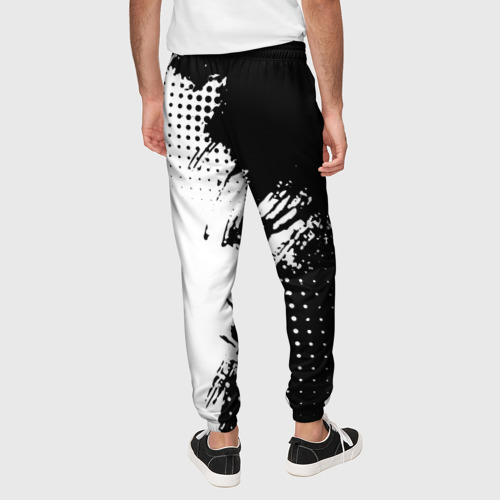 Мужские брюки 3D Mitsubishi - черно-белая абстракция, цвет 3D печать - фото 5