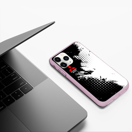 Чехол для iPhone 11 Pro матовый с принтом Mitsubishi - черно-белая абстракция, фото #5