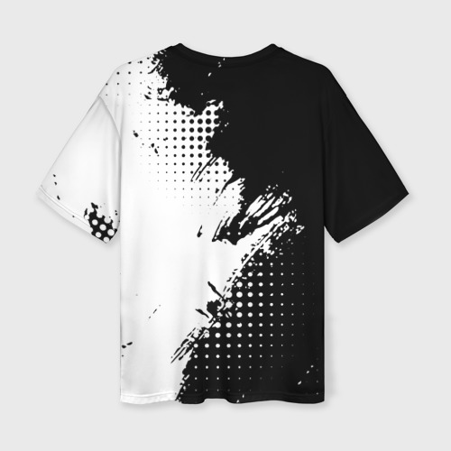 Женская футболка oversize 3D Mitsubishi - черно-белая абстракция, цвет 3D печать - фото 2