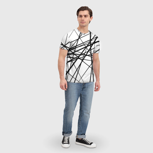 Мужская футболка 3D Пересечение линий, цвет 3D печать - фото 5