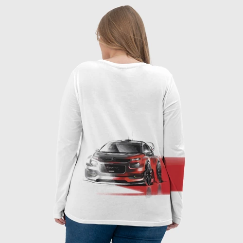 Женский лонгслив 3D с принтом Ситроен спорт - эскиз, вид сзади #2