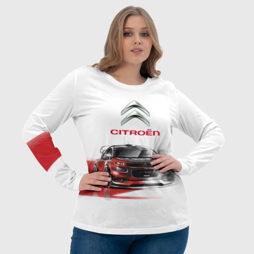Женский лонгслив 3D с принтом Ситроен спорт - эскиз, фото #4