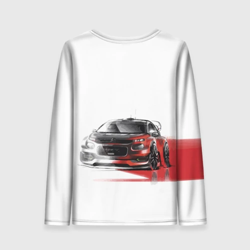 Женский лонгслив 3D с принтом Ситроен спорт - эскиз, вид сзади #1