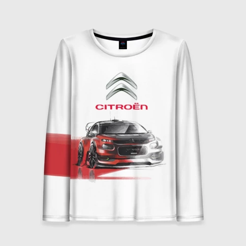 Женский лонгслив 3D с принтом Ситроен спорт - эскиз, вид спереди #2