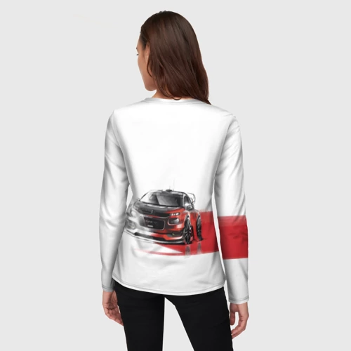 Женский лонгслив 3D с принтом Ситроен спорт - эскиз, вид сзади #2