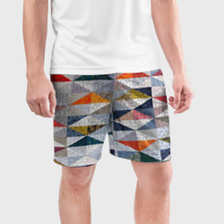 Мужские шорты спортивные Каменный разноцветный паттерн - фото 2