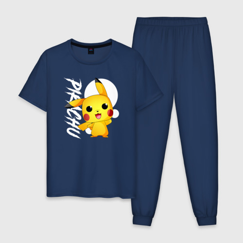 Мужская пижама хлопок Funko pop Pikachu, цвет темно-синий
