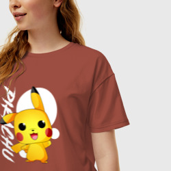Женская футболка хлопок Oversize Funko pop Pikachu - фото 2