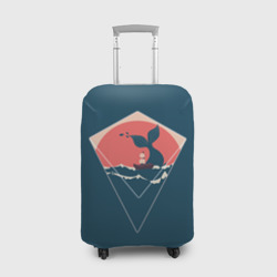 Чехол для чемодана 3D Хвост кита и лодка в минималистском стиле