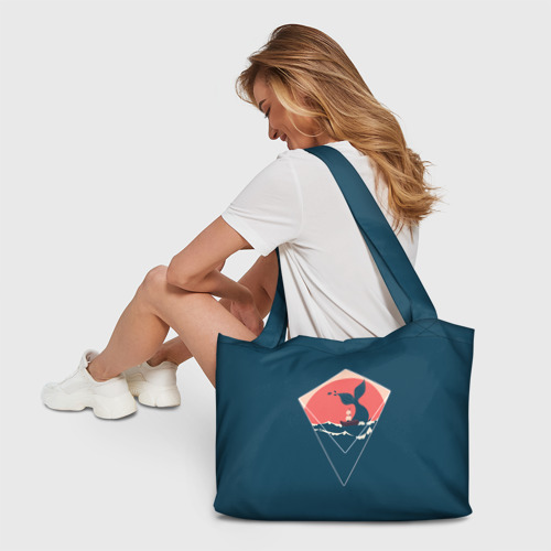 Пляжная сумка 3D Хвост кита и лодка в минималистском стиле - фото 6