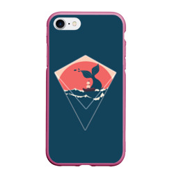 Чехол для iPhone 7/8 матовый Хвост кита и лодка в минималистском стиле