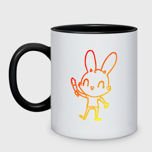Кружка двухцветная с принтом Солнечный кролик, вид спереди #2